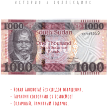 Южный Судан банкнота 1000 фунтов 2021 г. Страусы UNC     