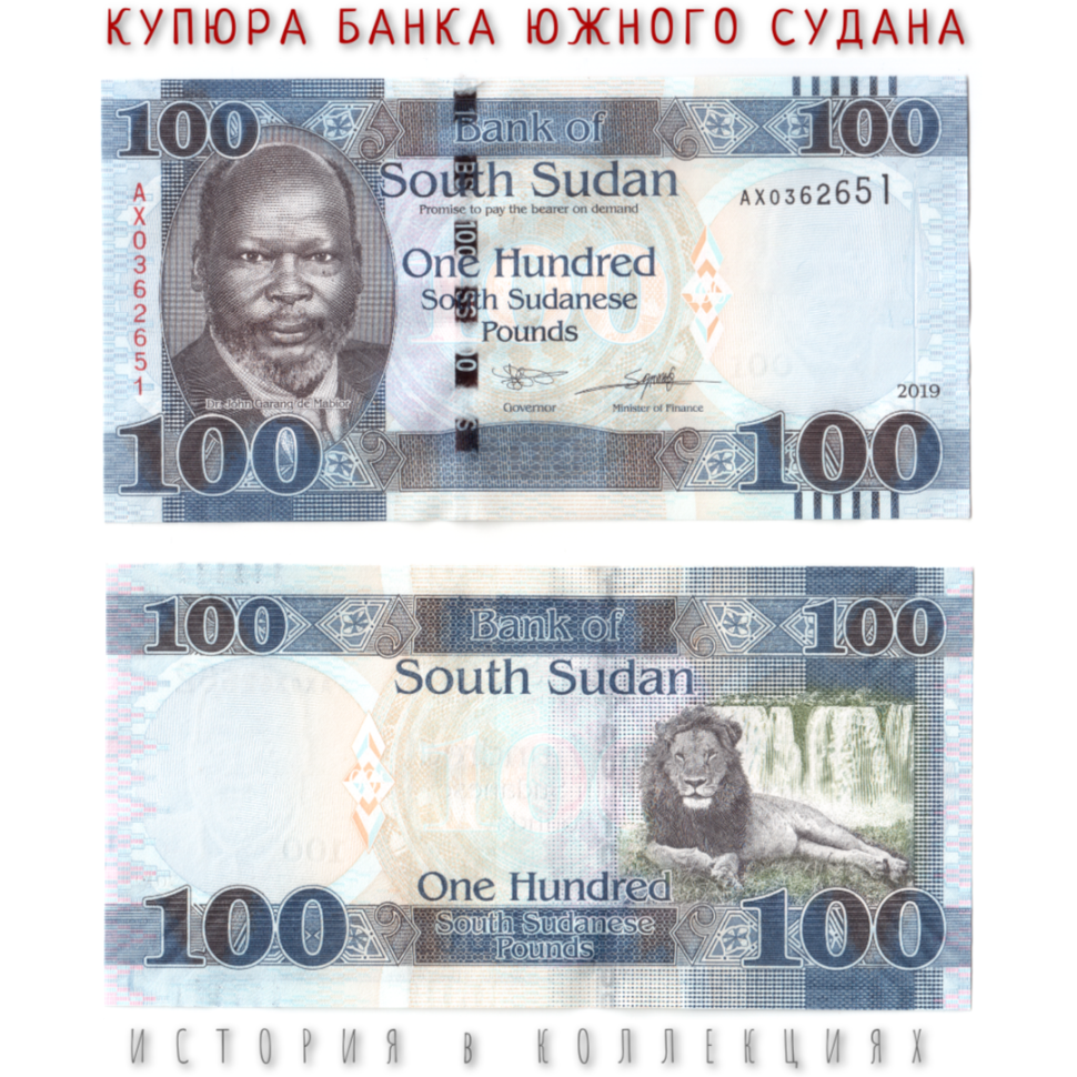Южный Судан 100 фунтов 2019 Лев у водопада UNC