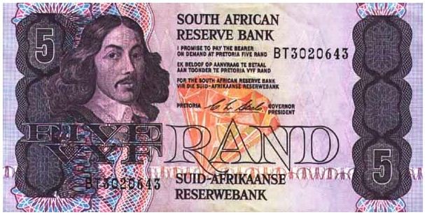 Южная Африка 5 рандов 1978 - 1994 г. /Ян ван Рибек/ UNC