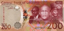 Лесото 200 малоти 2015 г «Король Лесото Мошвешве I»  UNC     