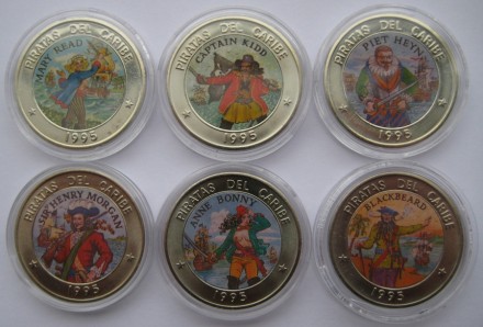 Куба &quot;Пираты&quot; Набор из 6 цветных монет 1995 г. R!