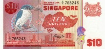 Сингапур 10 долларов 1976 г. Белошейная альциона UNC  