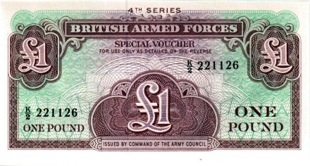 Великобритания 1 новый фунт 1962 /для военной торговли UNC /4 серия  