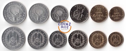 Джибути Набор из 6 монет 1991 - 2013 г.
