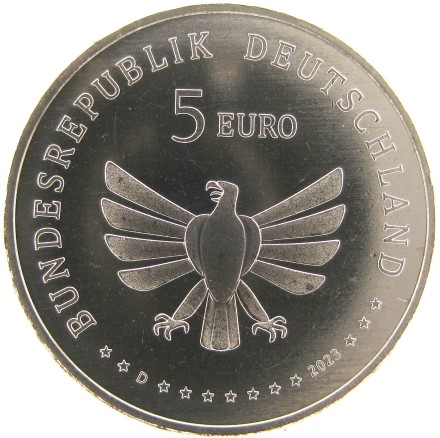 Германия 5 евро 2023 Стрекоза UNC / коллекционная монета
