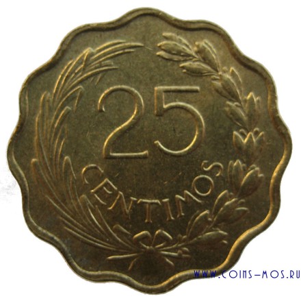 Парагвай 25 сантимов 1953 г Лев