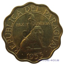 Парагвай 25 сантимов 1953 г  Лев