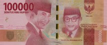 Индонезия 100000 рупий 2016 Национальные герои. Ахмед Сукарно и Мохаммед Хатта  UNC      
