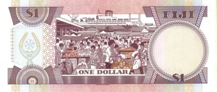 Фиджи 1 доллар 1987 г.  Рынок в порту Сува  UNC     