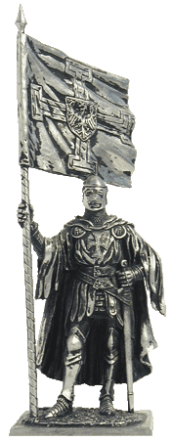 Солдатик  Тевтонский рыцарь со знаменем Ордена, 1400 год