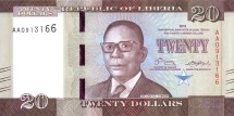 Либерия 20 долларов 2016 г «Деревенский рынок»  UNC   