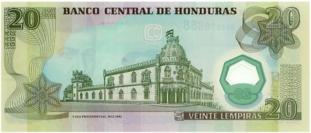 Гондурас 20 лемпир 2008 Дом президента в Тегусигальпе UNC Пластик
