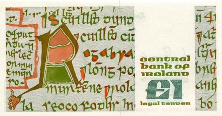 Ирландия Северная 1 фунт 1989 г.  Королева Мэйв.  Средневековая рукопись  UNC 