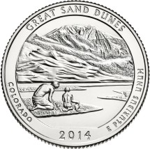 США  Национальный парк Грейт-Санд-Дьюнс  25 центов 2014 г.    