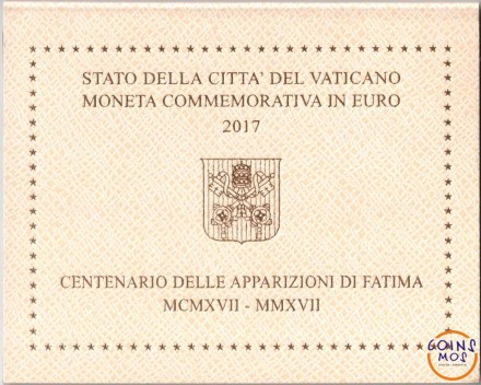 Ватикан 2 евро 2017 г «100 лет явлению Девы Марии в Фатиме»  в буклете