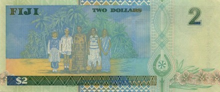 Фиджи 2 доллара 2002 г. /Этнические группы Фиджи/  UNC 