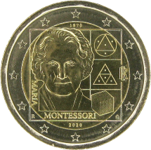 Италия 2 евро 2020 Мария Монтессори