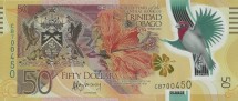 Тринидад и Тобаго 50 долларов 2014 г.  50 лет национальной валюте «Красный кардинал» UNC  Пластик  Редк.
