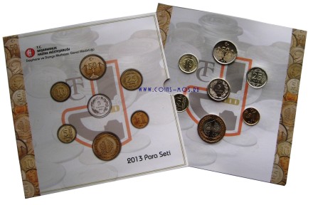 Турция Набор из 7 монет 2013  В красочном буклете - 5 лир-серебро!!