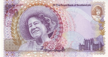 Шотландия 20 фунтов 2000 г. /100 лет со дня рождения королевы Елизаветы/  UNC Юбилейная! 