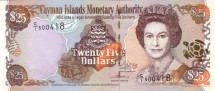 Каймановы острова 25 долларов 2003 г «Карта Каймановых островов» UNC   