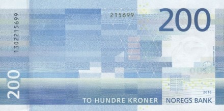 Норвегия 200 крон 2016 г  /Треска/  UNC   