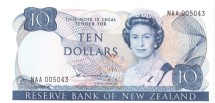 Новая Зеландия 10 долларов 1981-1992 Попугай Кеа  UNC Достаточно редкая! 
