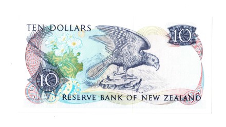 Новая Зеландия 10 долларов 1981-1992 Попугай Кеа UNC Достаточно редкая!