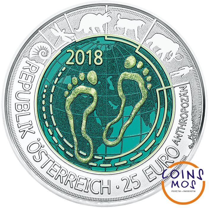 Австрия 25 евро 2018 Антропоцен  Ниобий + серебро в подарочной коробке!  