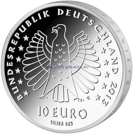 Германия «125 лет электрическим лучам Генриха Герца» 10 евро 2013 г.