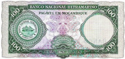 Мозамбик 100 эскудо 1961 (1976) г. «Айрес де Орнелас» UNC