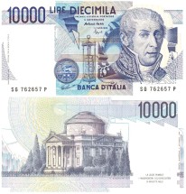 Италия 10000 лир 1984  Физик Алессандро Вольта   UNC  тип подписи II