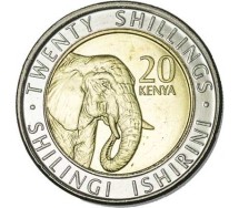 Кения 20 шиллингов 2018 г. Слон