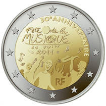 Франция 2 евро 2011 г «День Музыки во Франции»