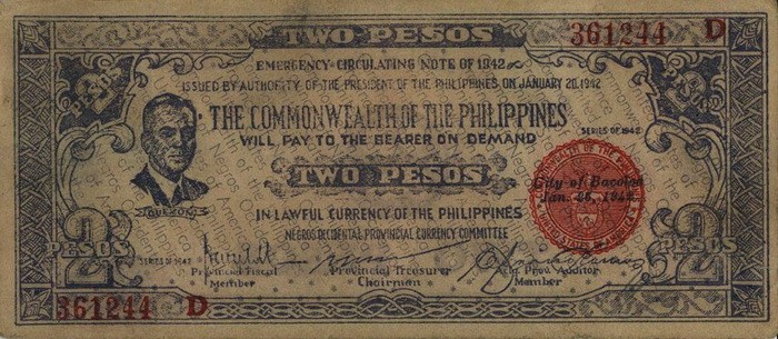 Филиппины 2 песо 1942 г UNC