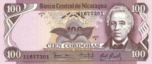 Никарагуа 100 кордоба 1984 г «Плюмерия-символ Никарагуа»  UNC  