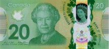 Канада 20 долларов 2015 г  Канадский Национальный Мемориал В Вими  UNC  Полимер