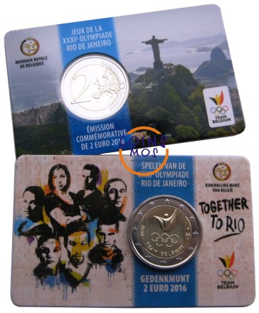 Бельгия 2 евро 2016 г (Олимпиада в Рио-де-Жанейро-2016) в коин-карте Мал.тираж 325000 шт.