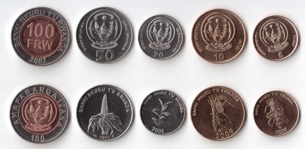 Руанда Набор из 5 монет 2007-2011 гг.