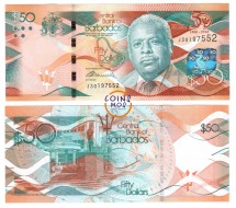 Барбадос 50 долларов 2016  50 лет независимости  UNC   Юбилейная!! 