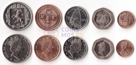 Остров Мэн  Набор  из 5 монет 1983-1989