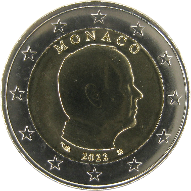 Монако 2 евро 2022 г Князь Альберт II 