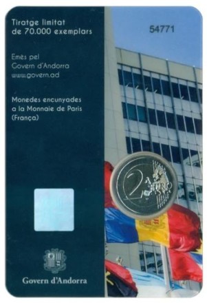 Андорра 2 евро 2023 г. 30 лет вступления Андорры в ООН / коллекционная монета в коинкарте!
