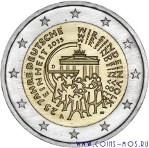Германия 2 евро 2015 г  25 - лет объединения Германии