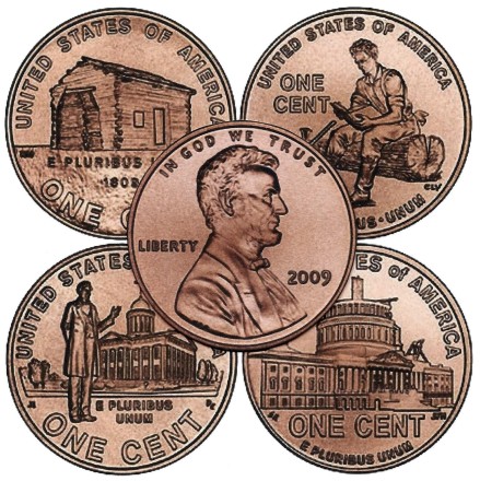 США  Центы Линкольна  Набор из 4 монет 2009 г.